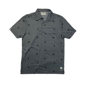 Linksoul Shirt Mens Small Grey Printed Astoria Polo Dri-Loft Floral Cotton Blend